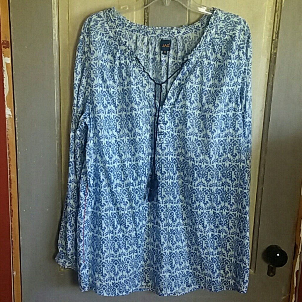 Jag 100% Cotton Blue Flowy Top